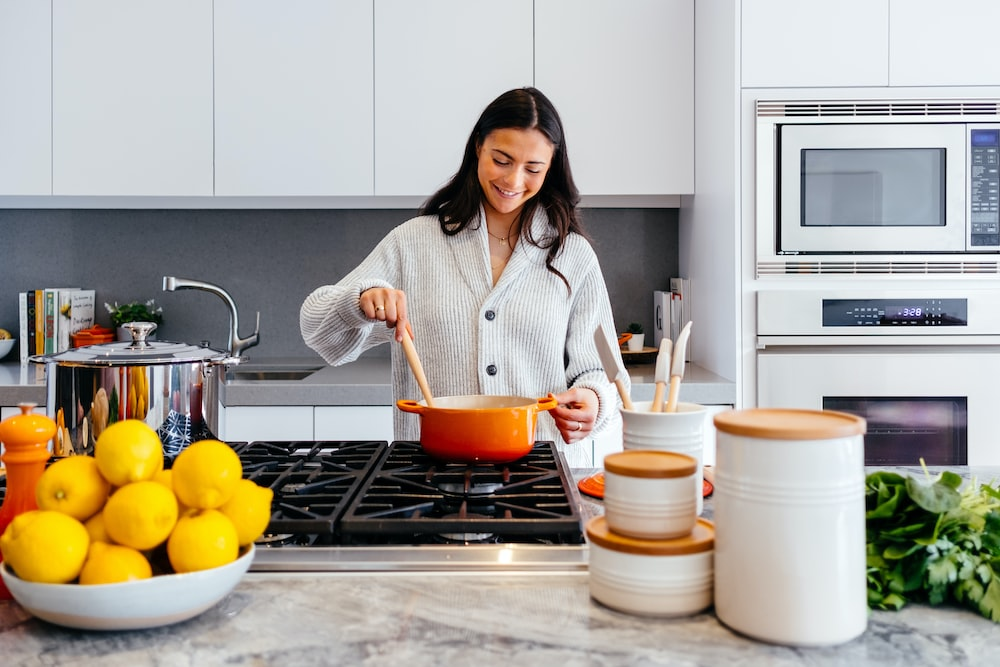 A person is cooking food