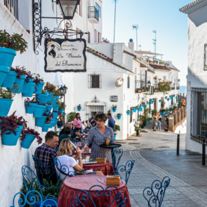 An outdoor eatery in Mijas, Spain