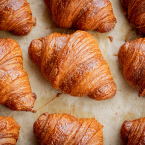 croissants lining a table