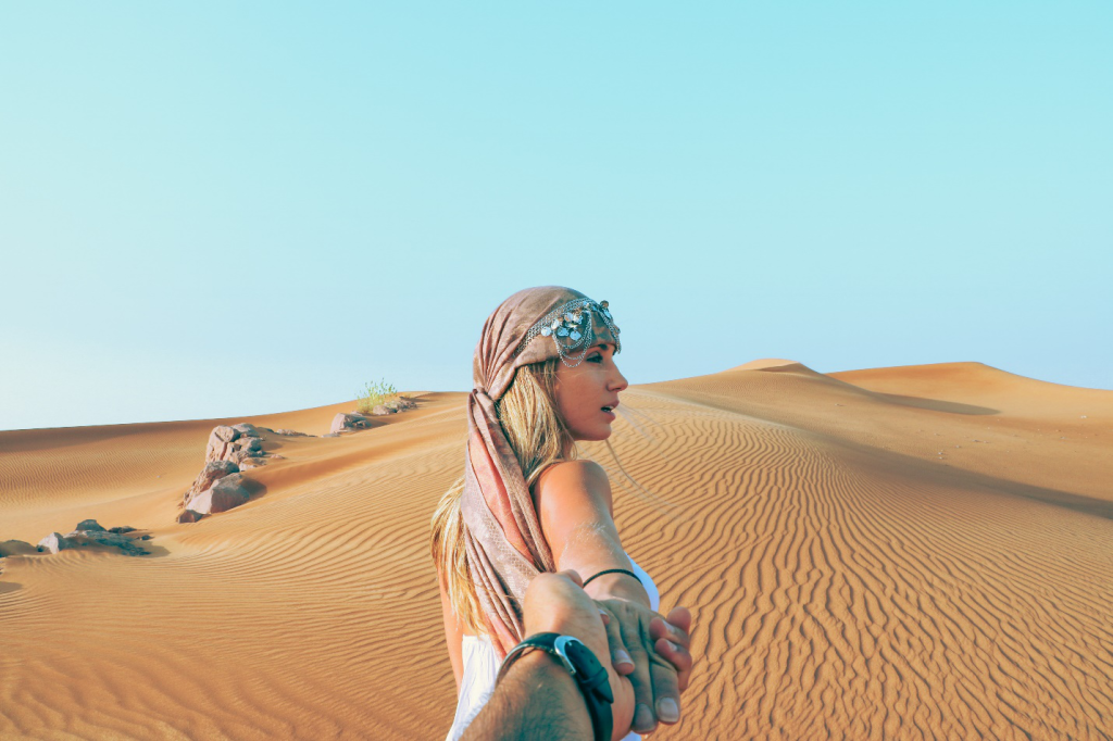 a traveler in a desert
